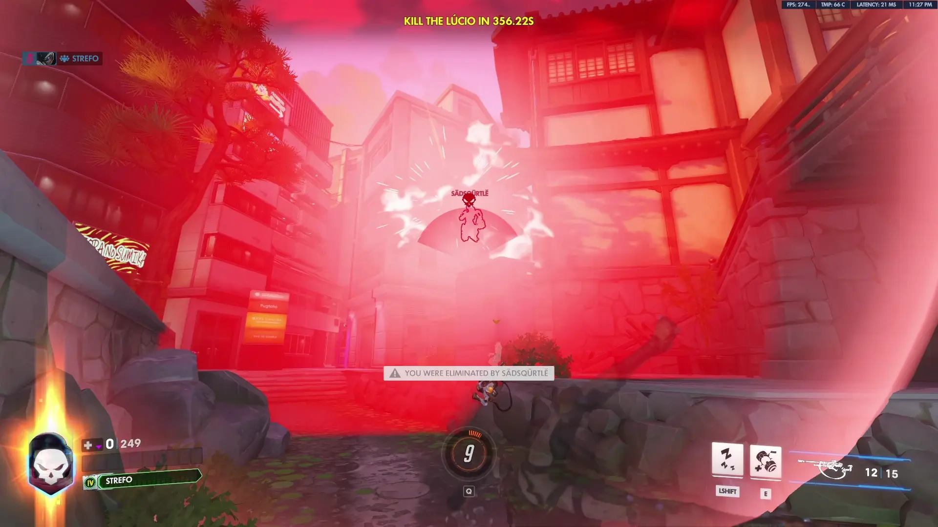 Being killed by Explosive Crossfade